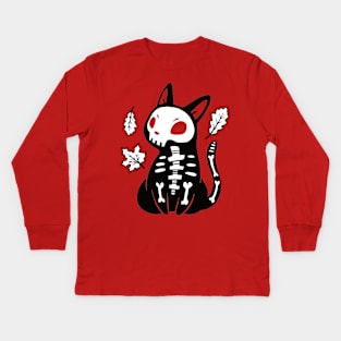 Skeleton Kitten Kids Long Sleeve T-Shirt